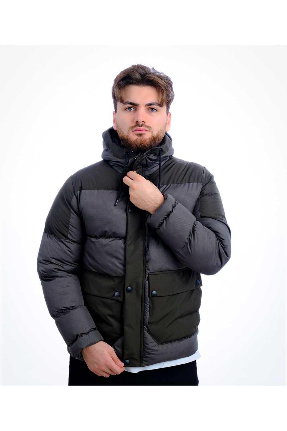 Czk Haki Dolum Monza Şapkalı Kışlık Erkek Mont