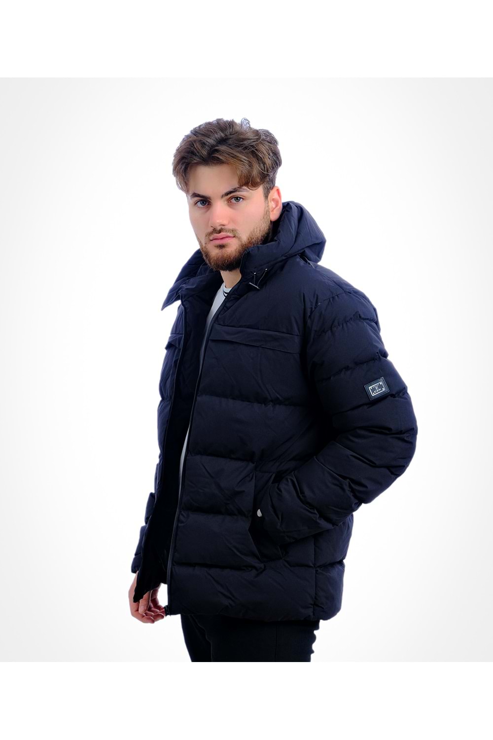 Czk Siyah Collection Şapkalı Kışlık Erkek Mont