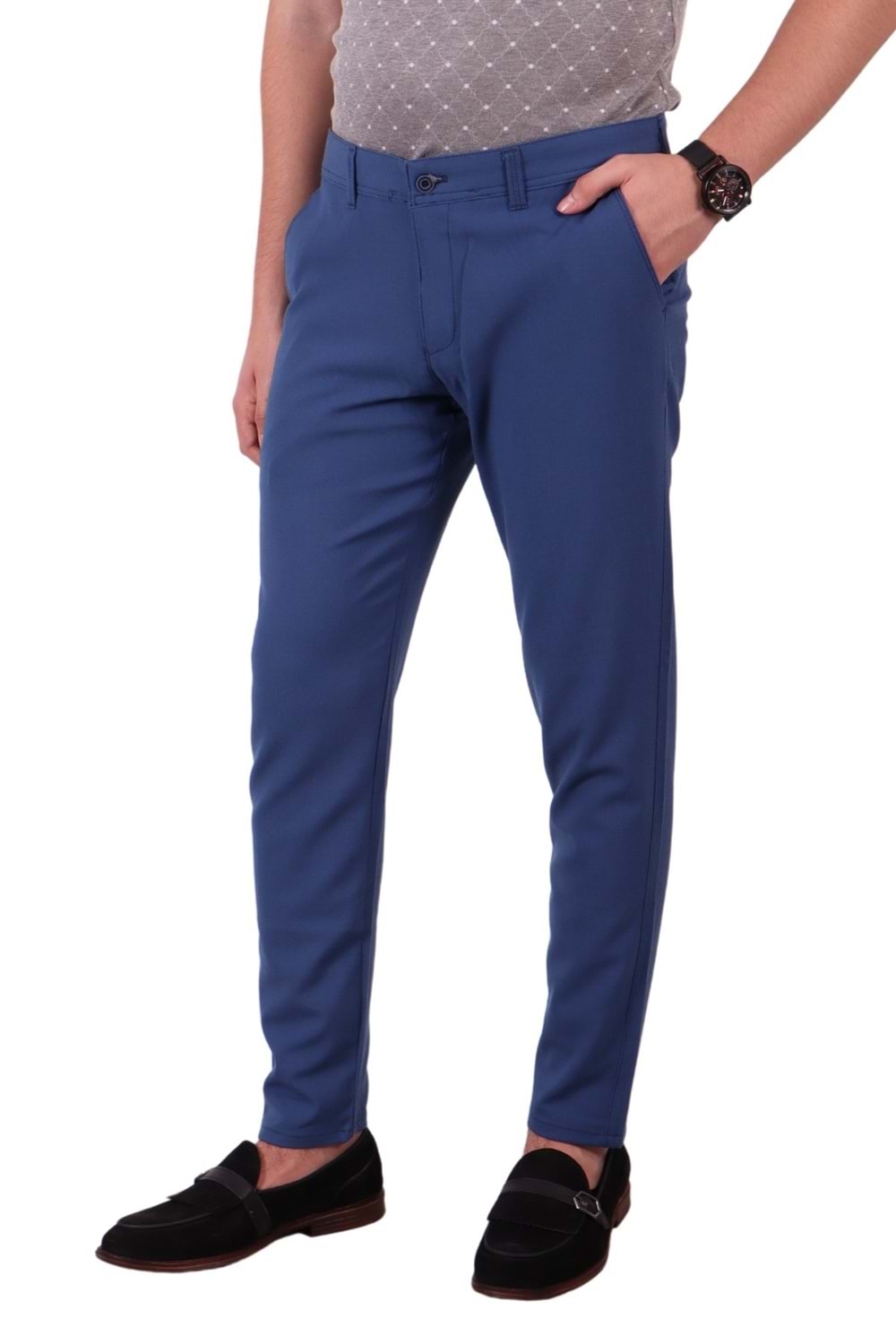 Lavetto Mavi Slim Fit Erkek Keten Pantolon