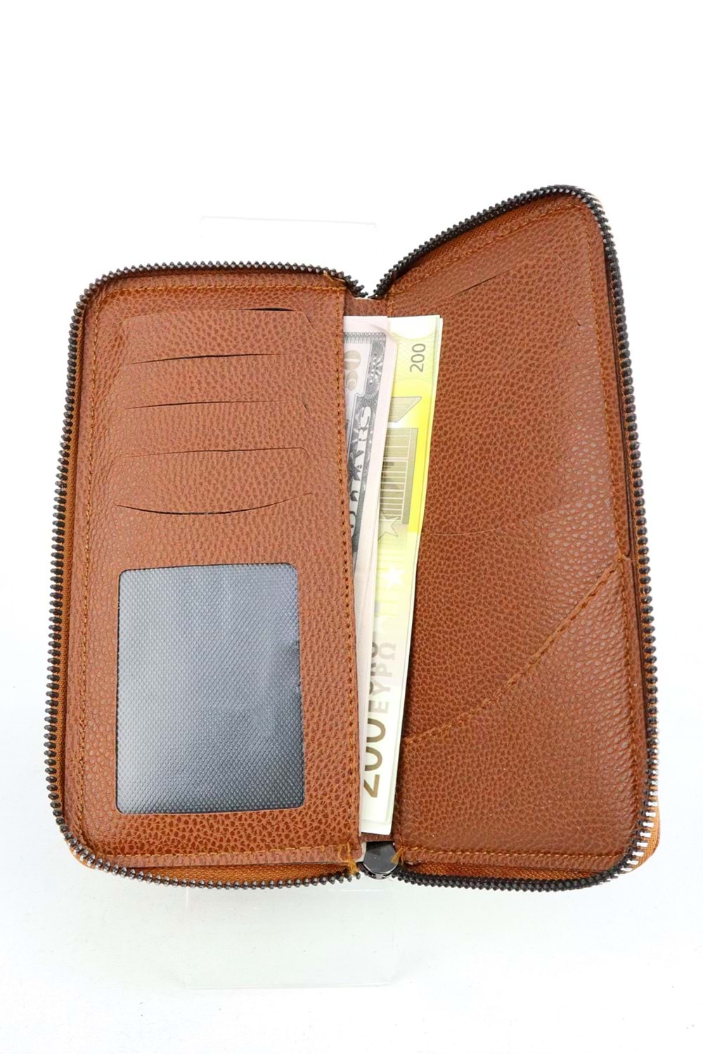 Mkm 18*10 Taba Deri Görünümlü Fermuarlı Erkek Cüzdan