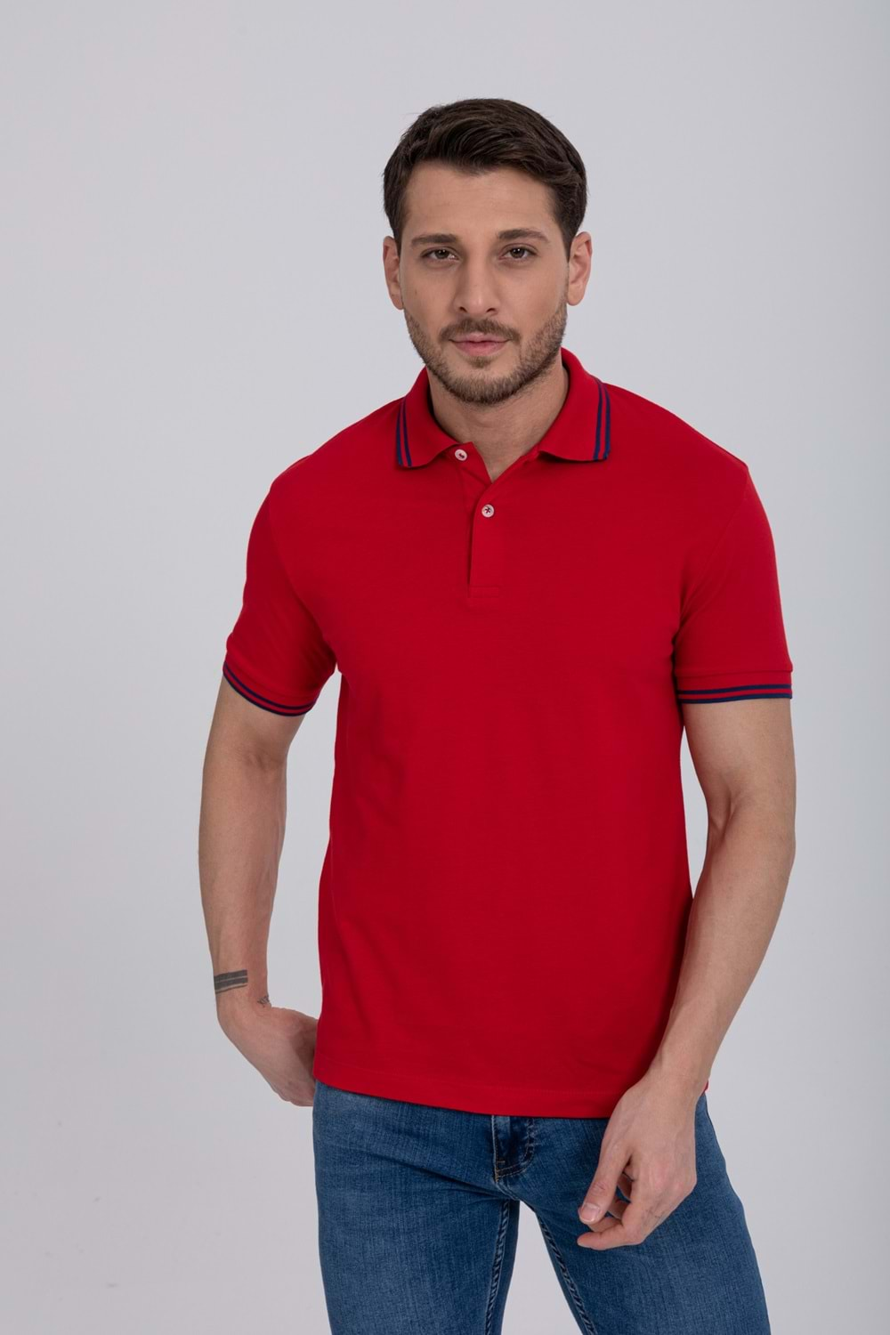 Pool Park Kırmızı Düğmeli Polo Yaka Erkek T-Shirt