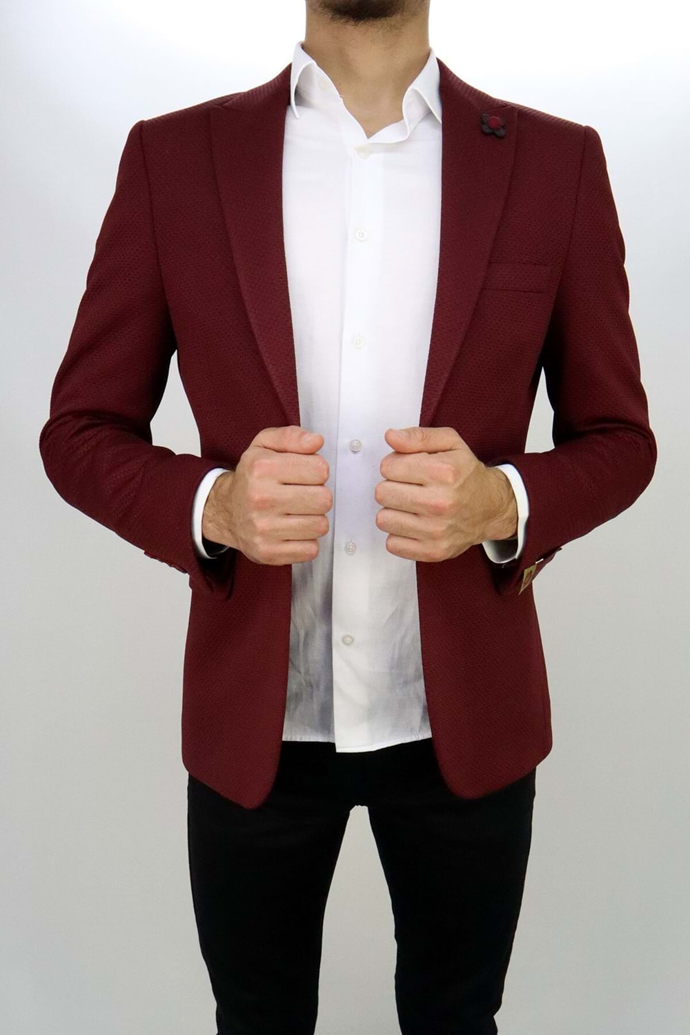 Vito Andolini Bordo Armürlü Slim Fit Spor Ceket