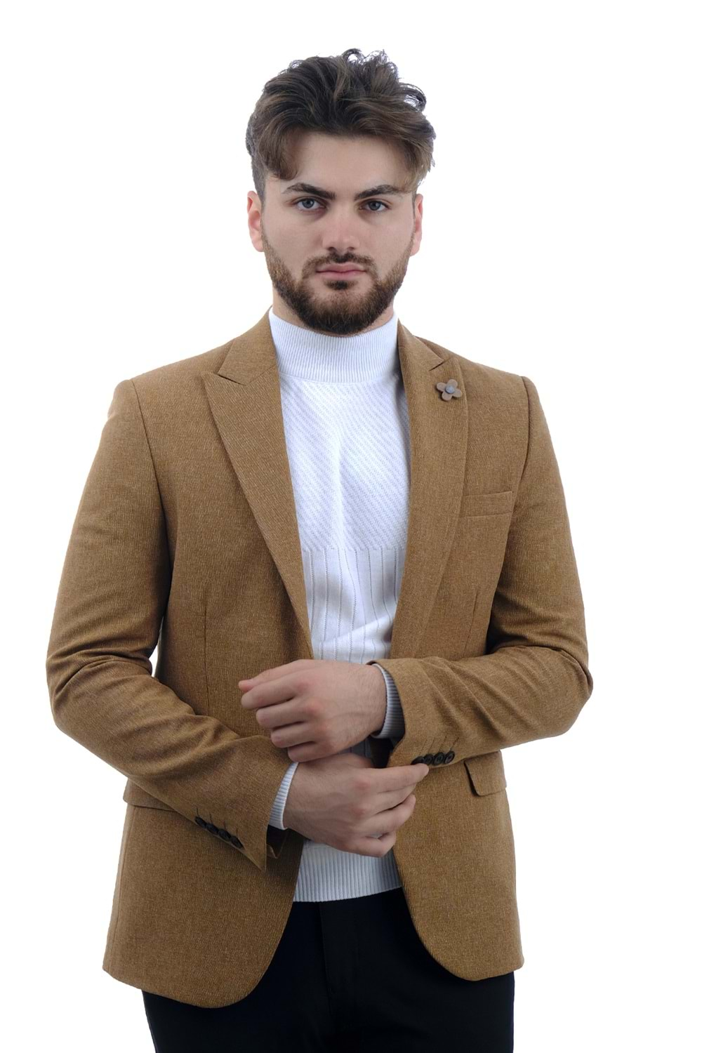 Vito Andolini Turuncu Slim Fit Erkek Tek Ceket