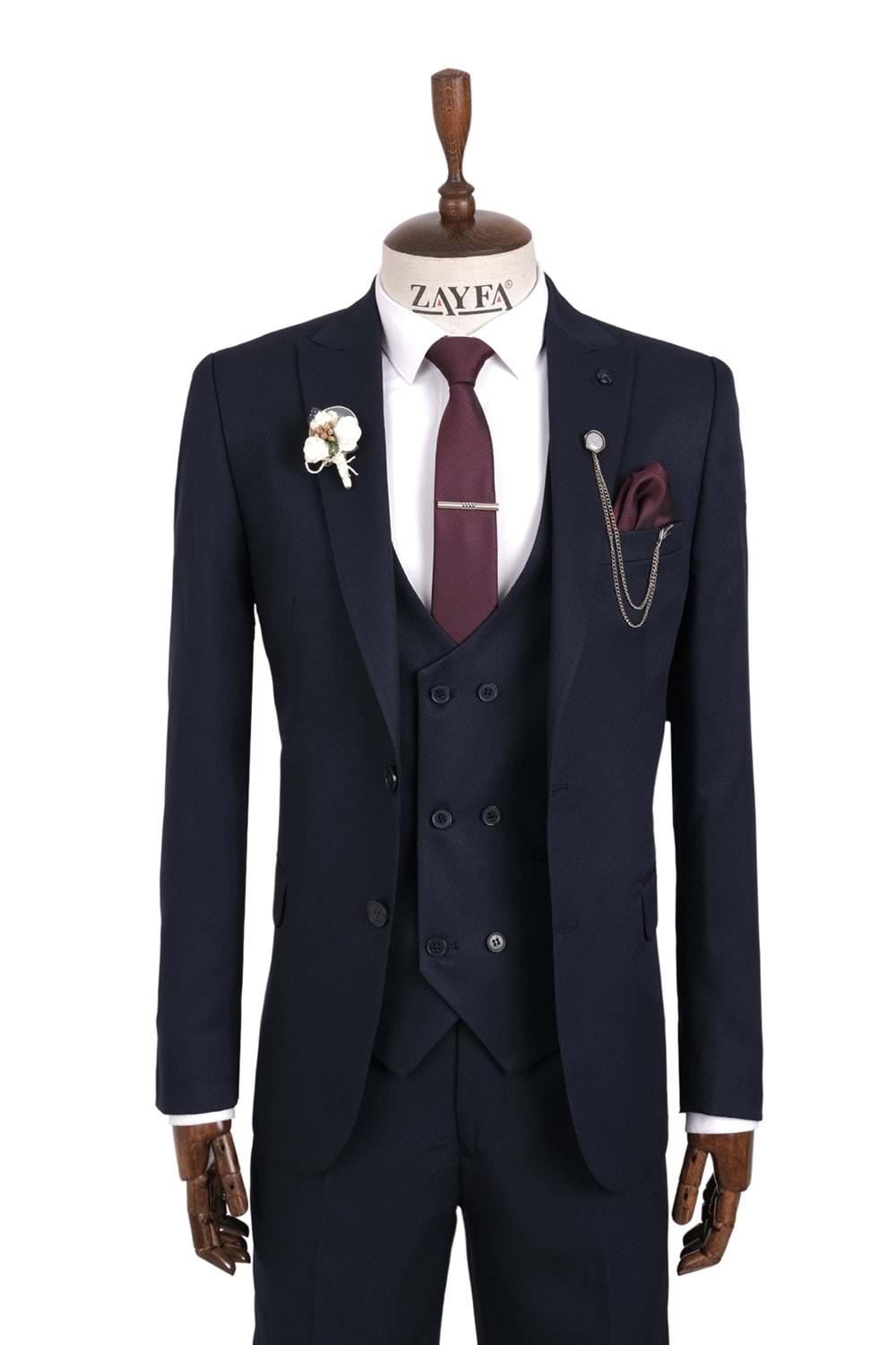 Vito Andolini Lacivert Armürlü Slim Fit Erkek Takım Elbise