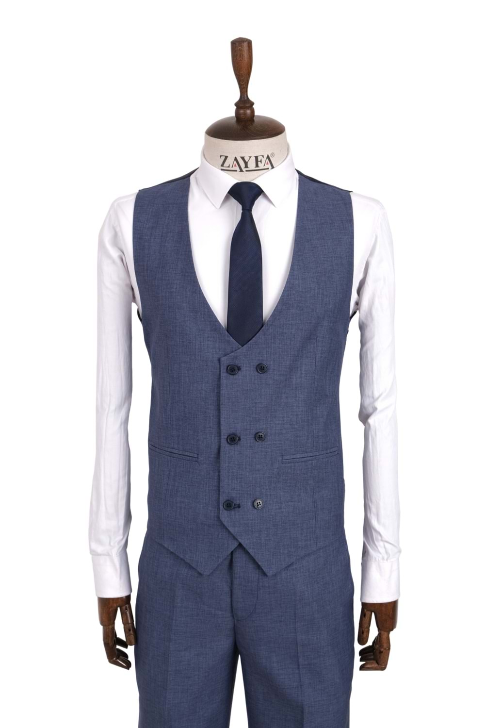 Vito Andolini Mavi Armürlü Slim Fit Erkek Takım Elbise