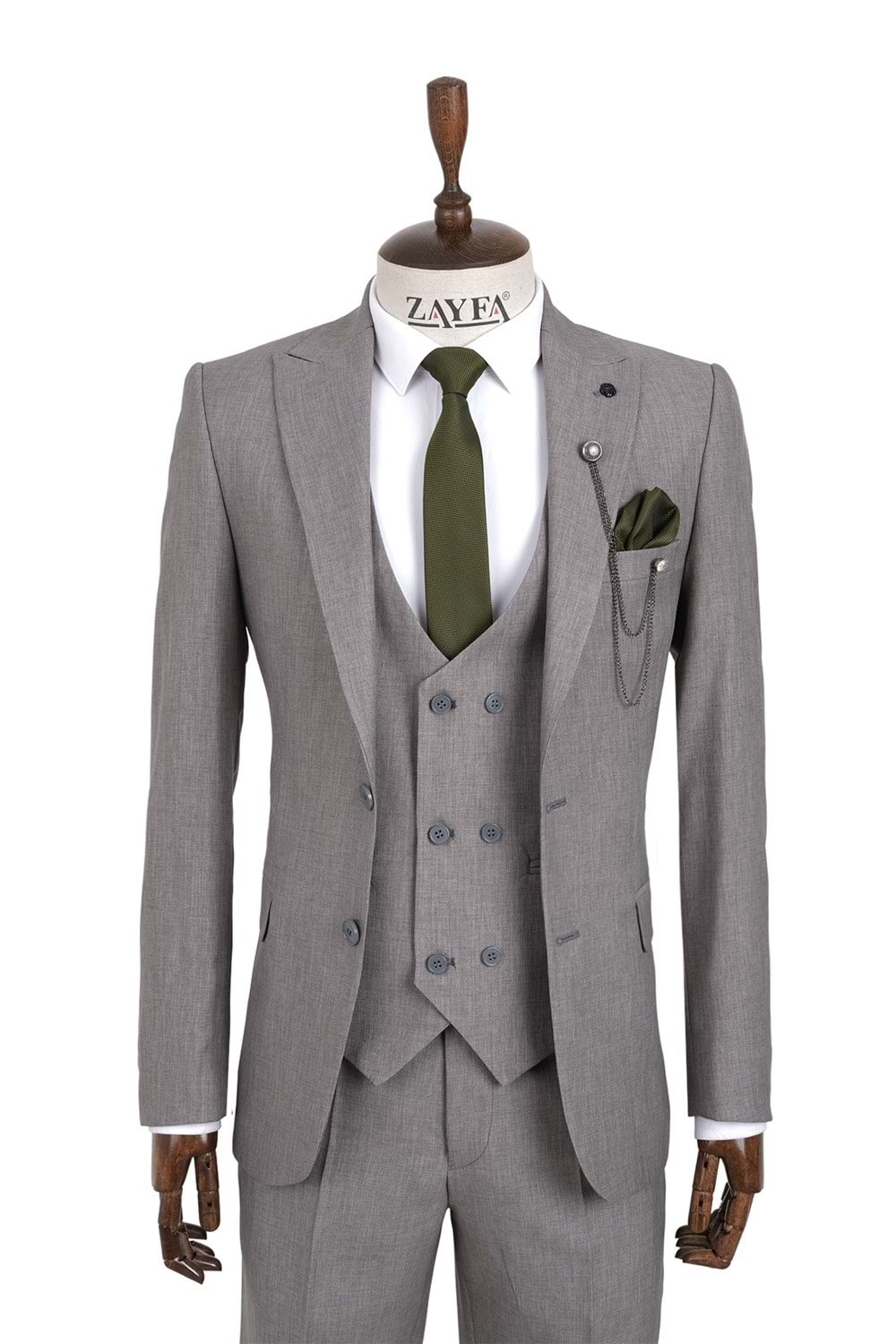 Vito Andolini Gri Armürlü Slim Fit Erkek Takım Elbise