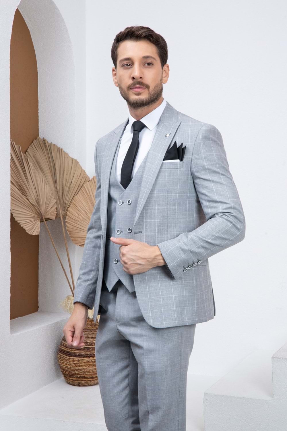 Vito Andolini Taş Ekoseli Kombin Slimfit Erkek Takım Elbise