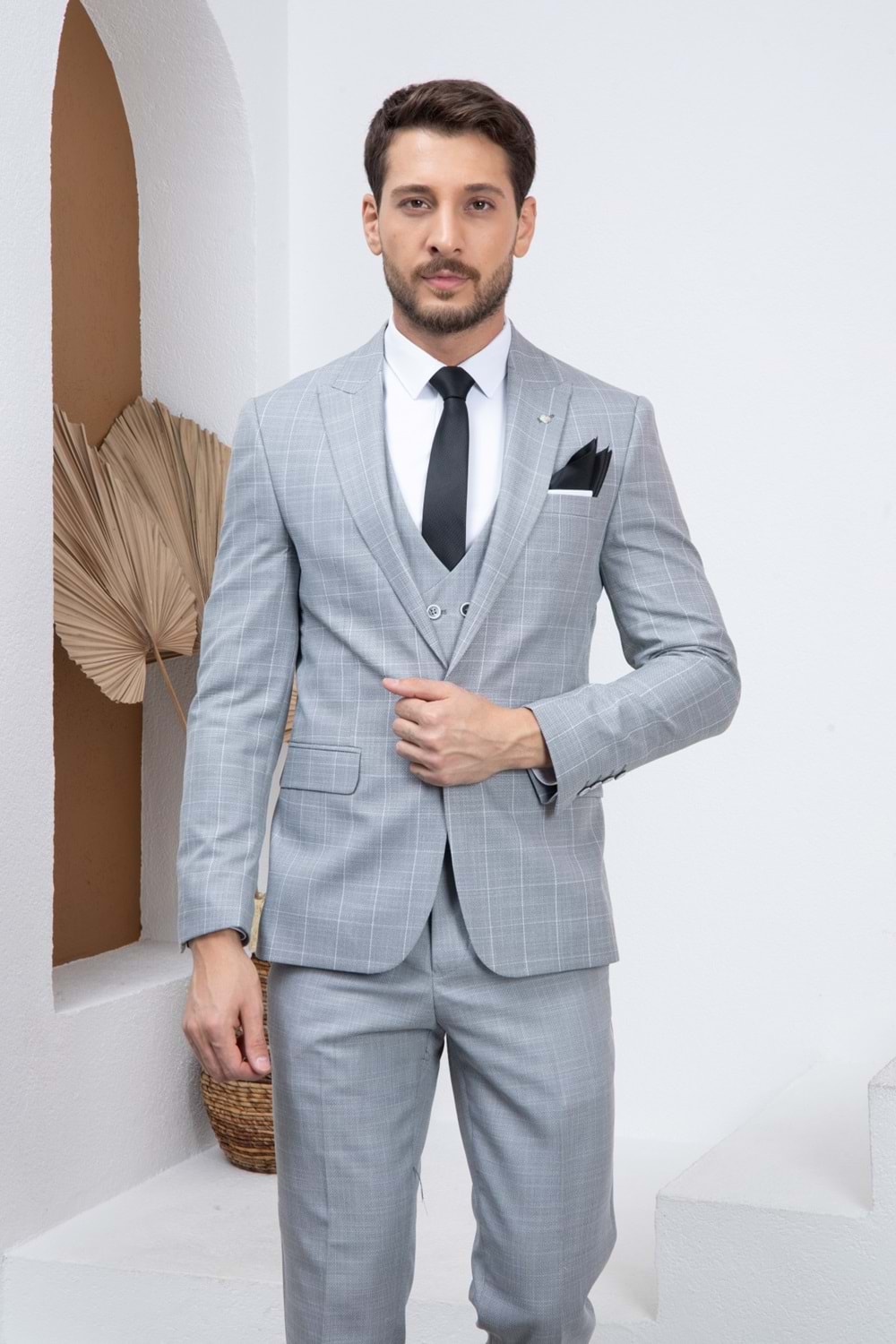 Vito Andolini Taş Ekoseli Kombin Slimfit Erkek Takım Elbise