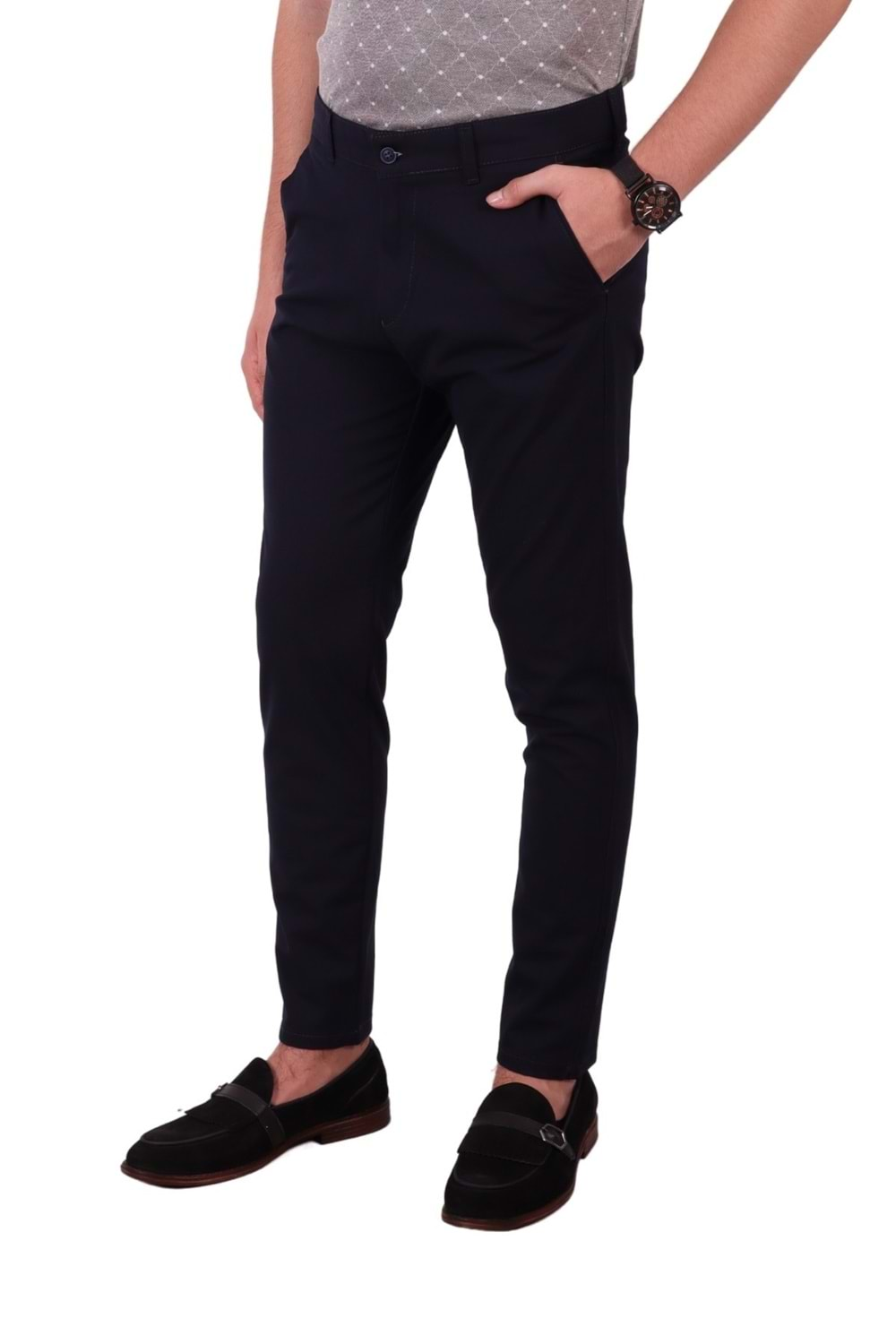 Zayfa Lacivert Slim Fit Erkek Keten Pantolon P21001