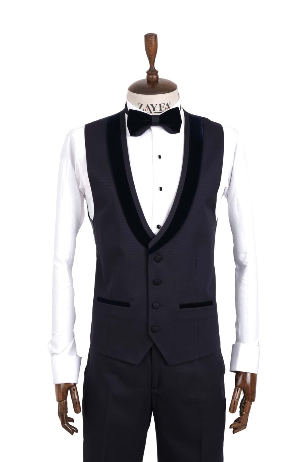Zayfa Lacivert Slim Fit Saten Yaka Damatlık Smokin