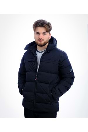 Czk Siyah Collection Şapkalı Kışlık Erkek Mont