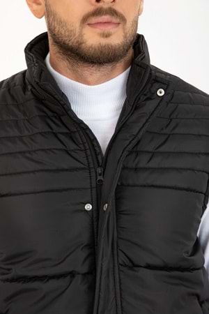 CZK Siyah Cep Detaylı İçi Polarlı Kolsuz Erkek Şişme Yelek