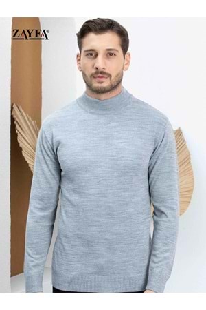 Jerox Açık Gri Yarım Balıkçı Yaka Erkek Triko Kazak