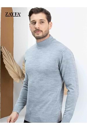 Jerox Açık Gri Yarım Balıkçı Yaka Erkek Triko Kazak