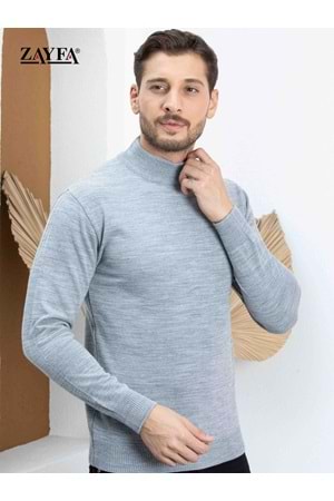 Jerox Açık Gri Yarım Balıkçı Yaka Erkek Triko Kazak