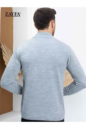 Jerox Açık Gri Yarım Balıkçı Yaka Erkek Triko Kazak