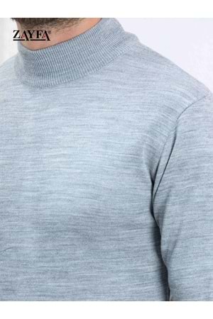 Jerox Açık Gri Yarım Balıkçı Yaka Erkek Triko Kazak