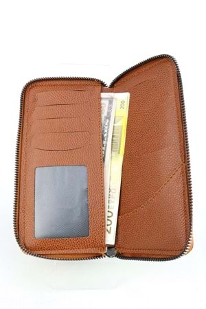 Mkm 18*10 Taba Deri Görünümlü Fermuarlı Erkek Cüzdan