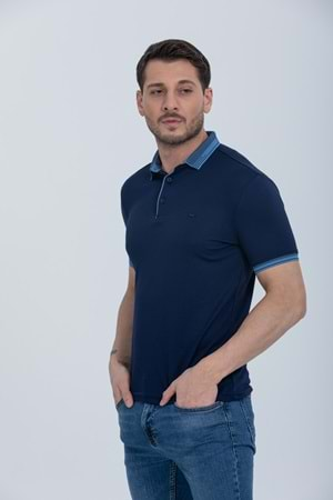 Pool Park Lacivert Düğmeli Polo Yaka Erkek T-Shirt