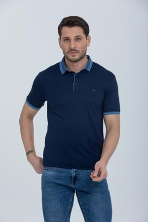 Pool Park Lacivert Düğmeli Polo Yaka Erkek T-Shirt