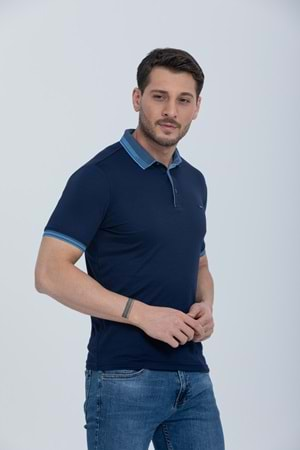 Pool Park Lacivert Düğmeli Polo Yaka Erkek T-Shirt