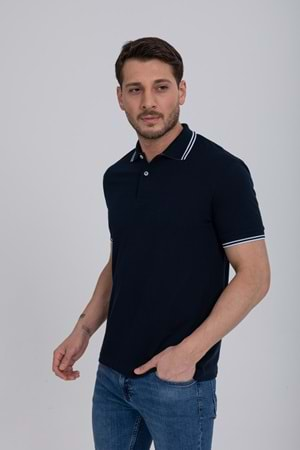 Pool Park Lacivert Düğmeli Polo Yaka Erkek T-Shirt