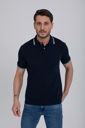 Pool Park Lacivert Düğmeli Polo Yaka Erkek T-Shirt