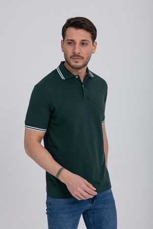 Pool Park Yeşil Düğmeli Polo Yaka Erkek T-Shirt