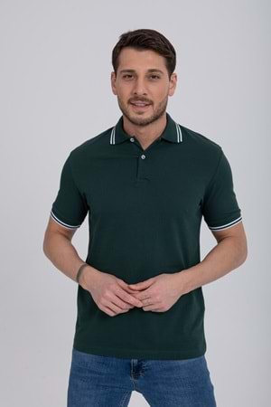 Pool Park Yeşil Düğmeli Polo Yaka Erkek T-Shirt