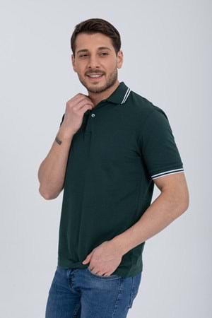 Pool Park Yeşil Düğmeli Polo Yaka Erkek T-Shirt