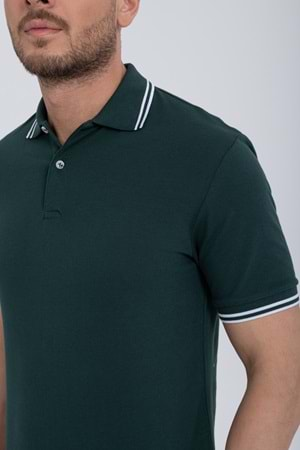 Pool Park Yeşil Düğmeli Polo Yaka Erkek T-Shirt