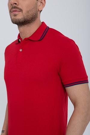 Pool Park Kırmızı Düğmeli Polo Yaka Erkek T-Shirt