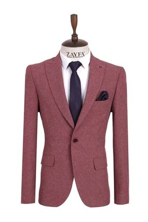 Vito Andolini Bordo Kırçıllı Slim Fit Tek Ceket