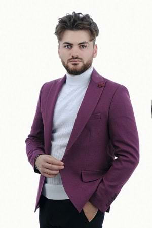 Vito Andolini Bordo Armürlü Slimfit Tek Ceket