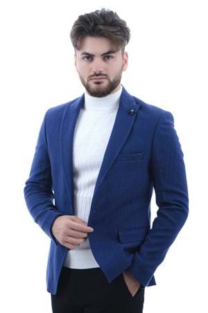 Vito Andolini Siyah Armürlü Slim Fit Erkek Ceket