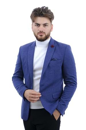 Vito Andolini Lacivert Çizgili Slim Fit Erkek Ceket