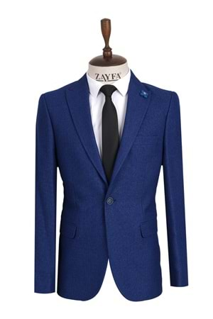 Vito Andolini Mavi Armürlü Slim Fit Erkek Ceket