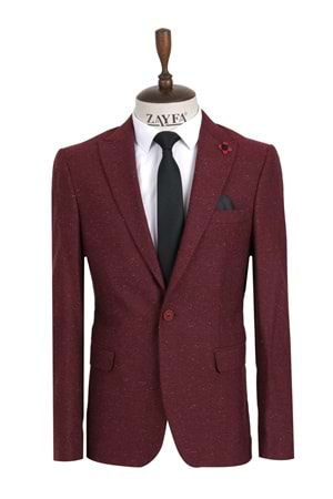 Vito Andollini Bordo Desenli Slim Fit Erkek Ceket