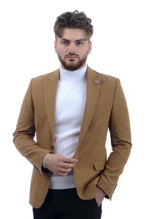 Vito Andolini Turuncu Slim Fit Erkek Tek Ceket