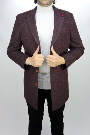 Vito Andolini Bordo Slim Fit Erkek Kısa Kaban