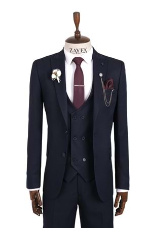 Vito Andolini Lacivert Armürlü Slim Fit Erkek Takım Elbise