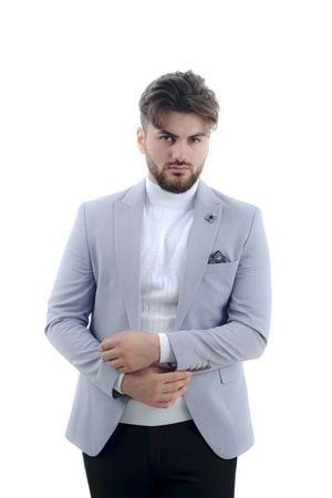 Vito Andolini Gri Slim Fit Tek Ceket