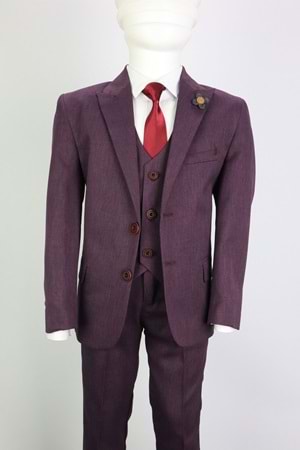 Zayfa Bordo Armürlü Çocuk Takım Elbise