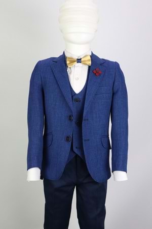 Zayfa Lacivert Armürlü Çocuk Takım Elbise