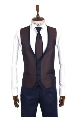 Zayfa Lacivert Slim Fit Saten Yaka Smokin Damatlık