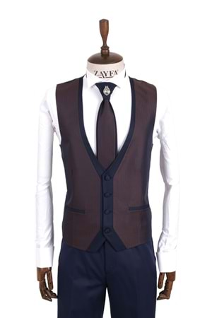 Zayfa Laci Bordo Slim Fit Saten Yaka Damatlık Smokin