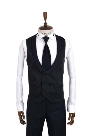 Zayfa Lacivert Slim Fit Saten Yaka Smokin Damatlık