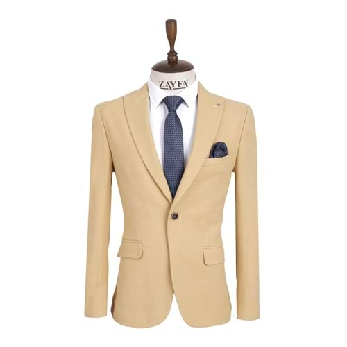 Vito Andolini Sarı Noktalı Slim Fit Erkek Ceket