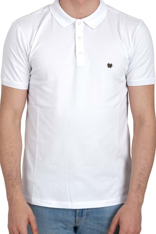 Jerox Beyaz Slim Fit Kısa Kol Polo Yaka Erkek T-Shirt