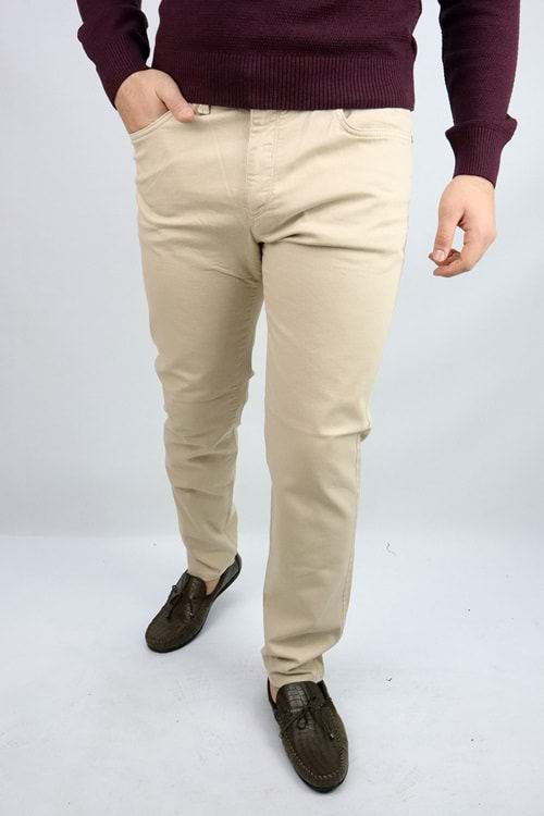 Lavetto Bej Slim Fit Erkek Kot Pantolon